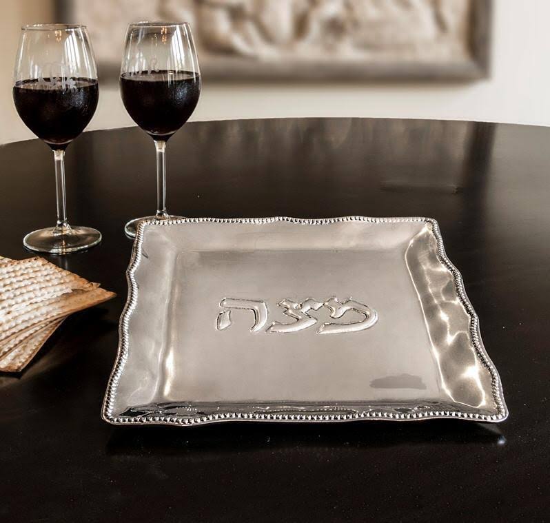 Beatriz Ball Judaica Matzo Plate with Pearls