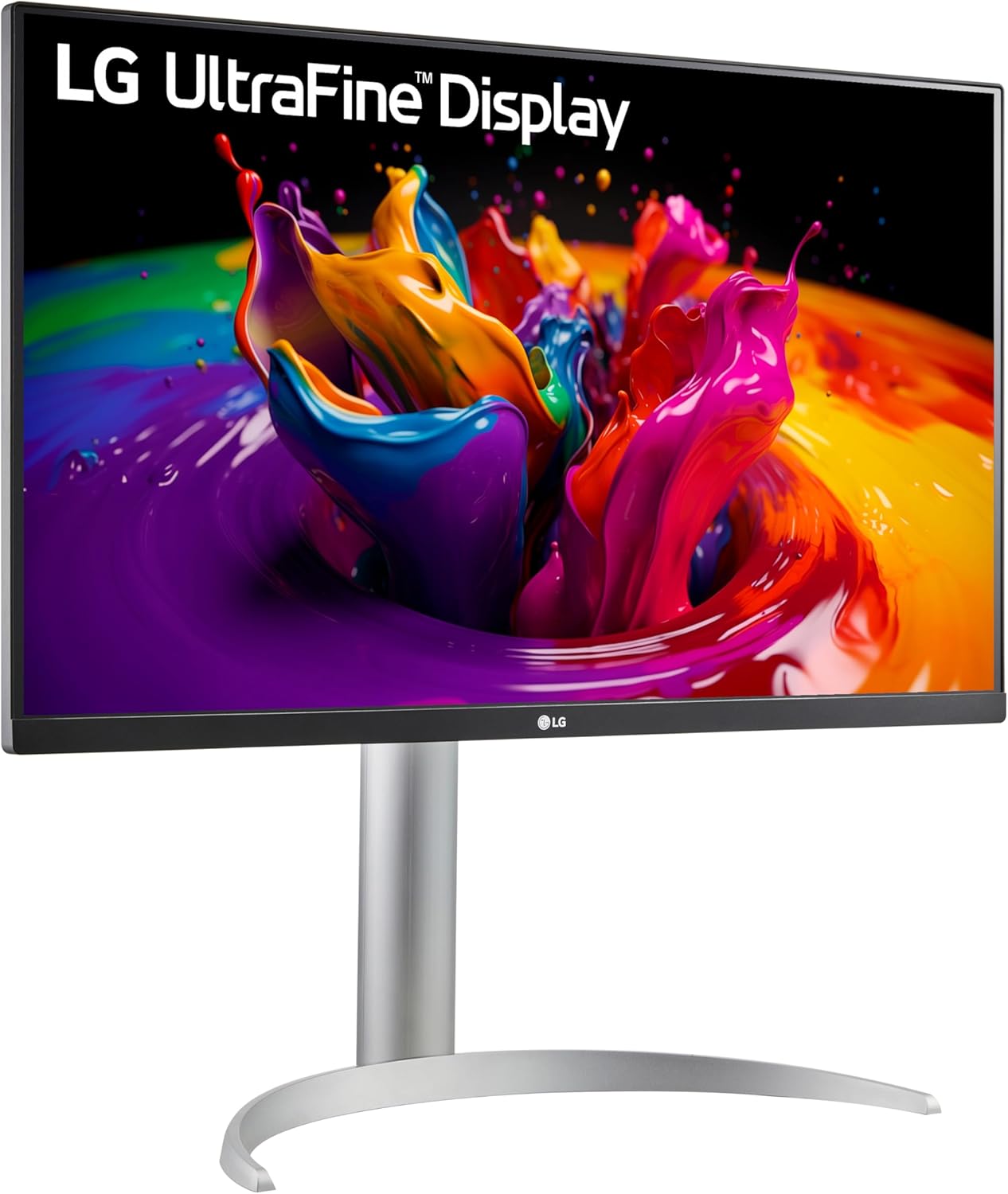 LG 27UP650-W Monitor 27” UHD (3840 x 2160) IPS Display, VESA DisplayHDR 400, DCI-P3 95% Color Gamut, 3-Side Virtually Borderless Display, Height/Pivot/Tilt Adjustable Stand – Silver