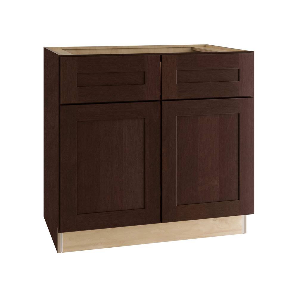 Home Decorators Collection Franklin Assembled 33x34.5x24 in. Plywood Shaker Base Kitchen Cabinet Soft Close Doors/Drawers in Sta