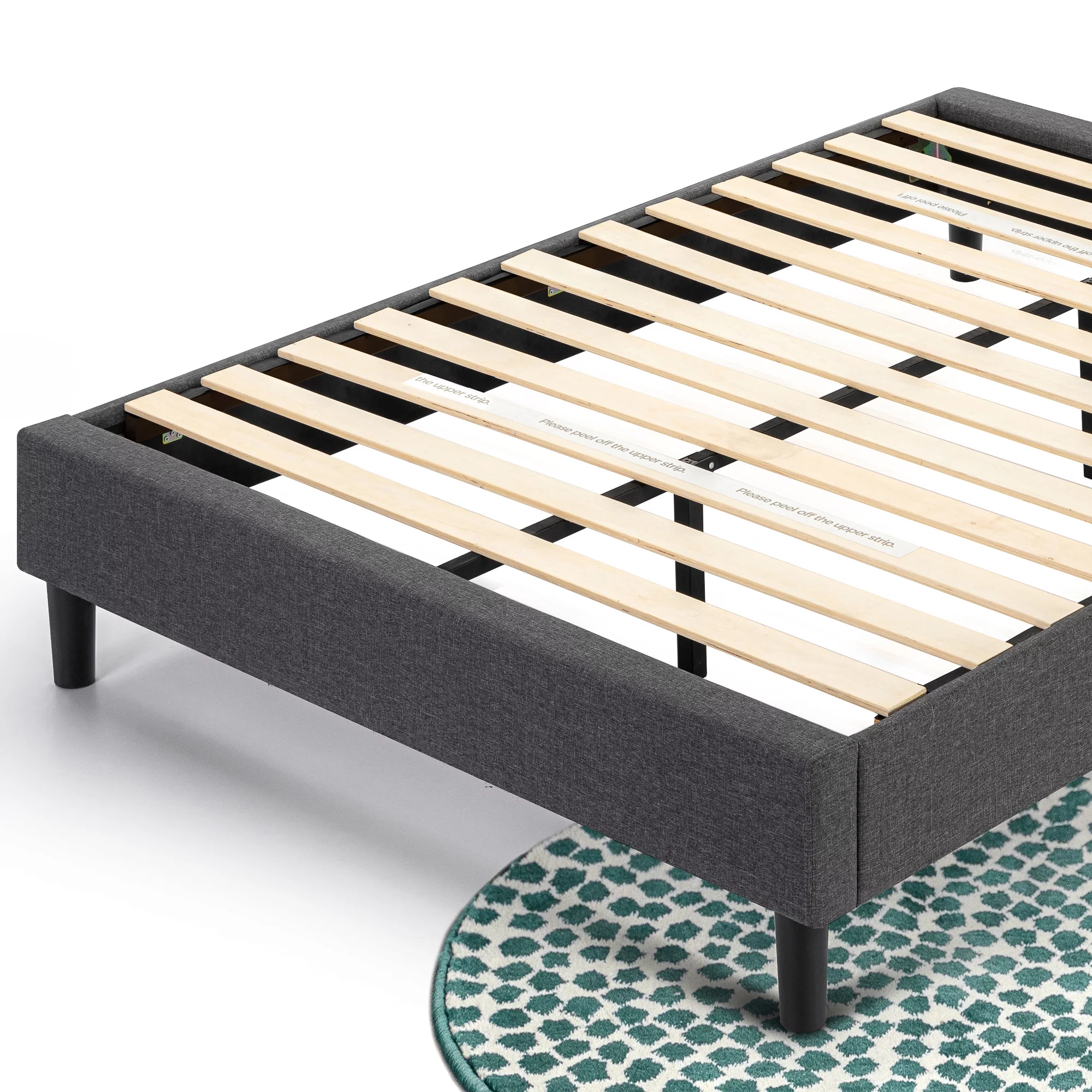 Zinus Curtis 13" Upholstered Platform Bed Frame, Grey, Full