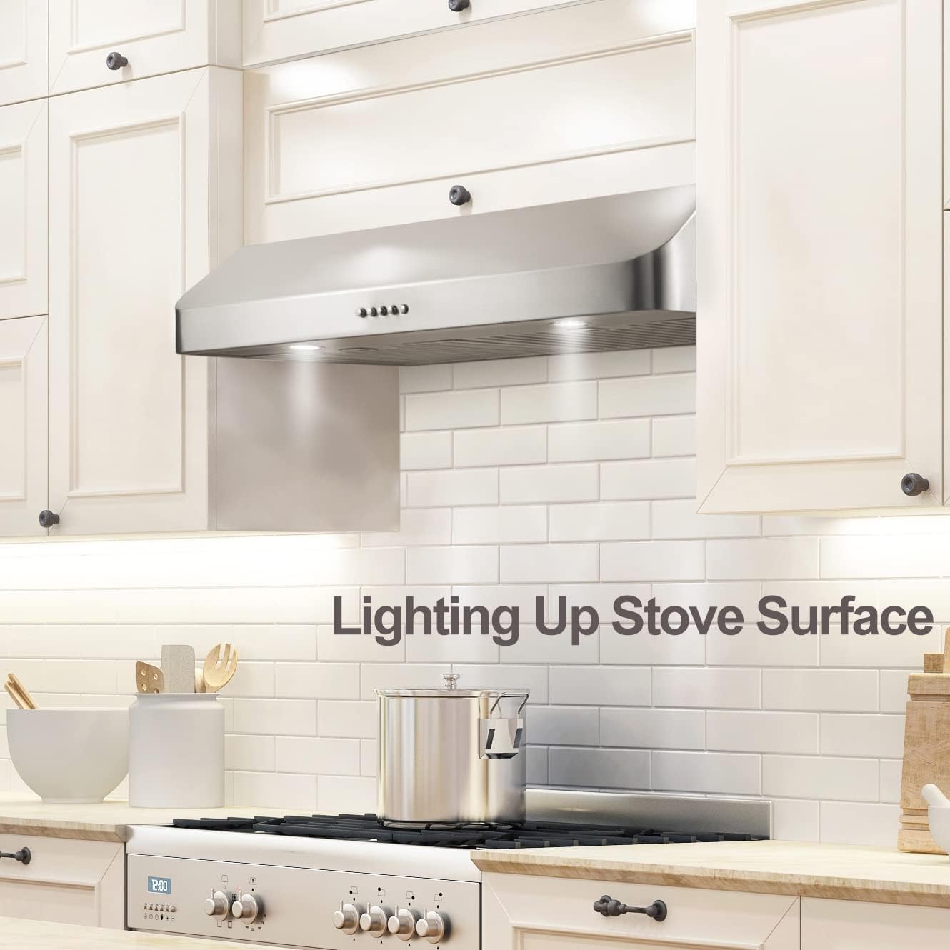 30 Inch Under Cabinet Range Hood Kitchen Vent Hood,Built in Range Hood with 400CFM for Ducted in Stainless Steel, with Permanent Stainless Steel Filters
