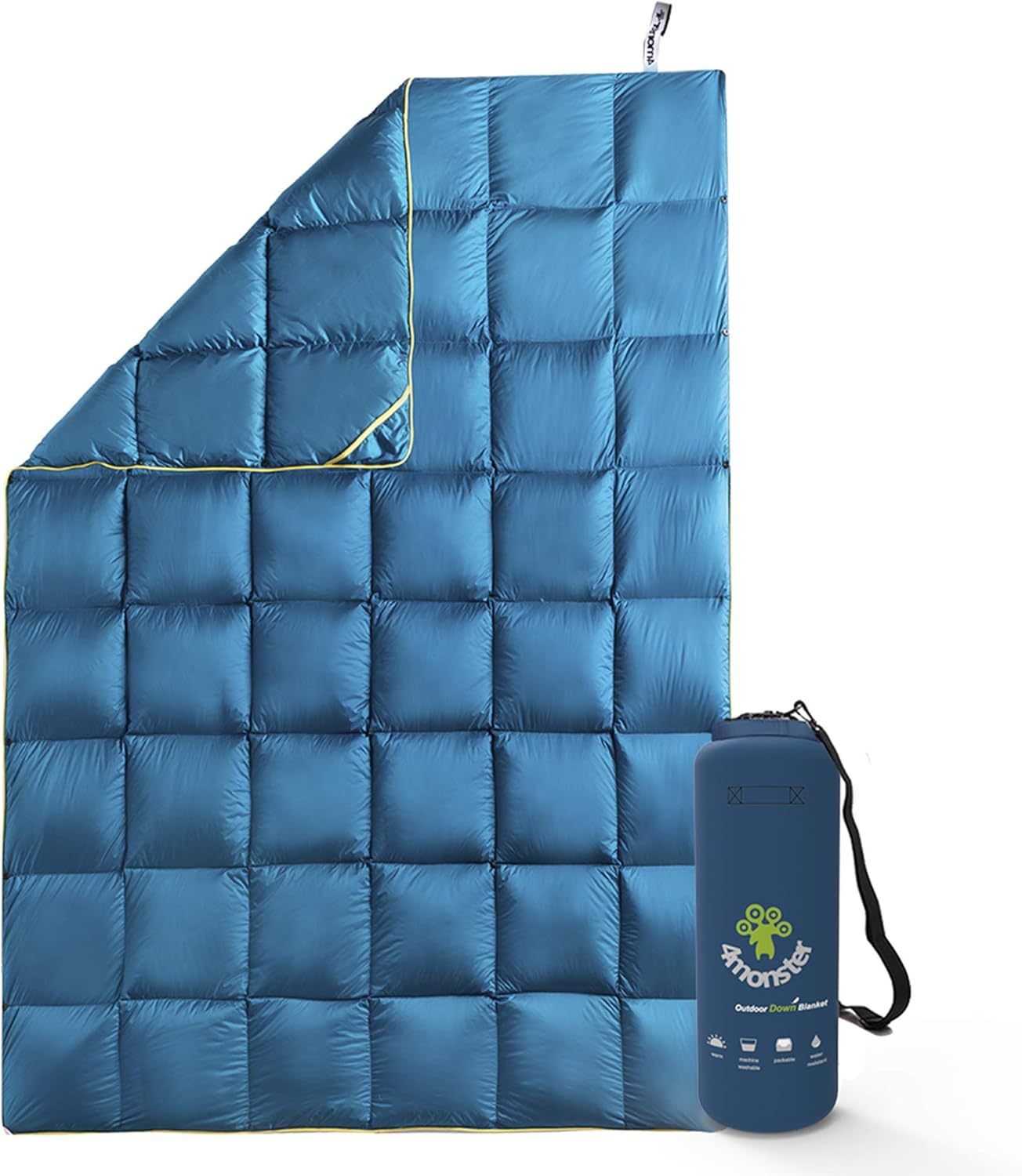 4Monster Outdoor Down Blankets Camping Blanket 650 Fill Travel Down Quilt Compact Waterproof for Picnics, Beach Trips, Camping and Backpacking