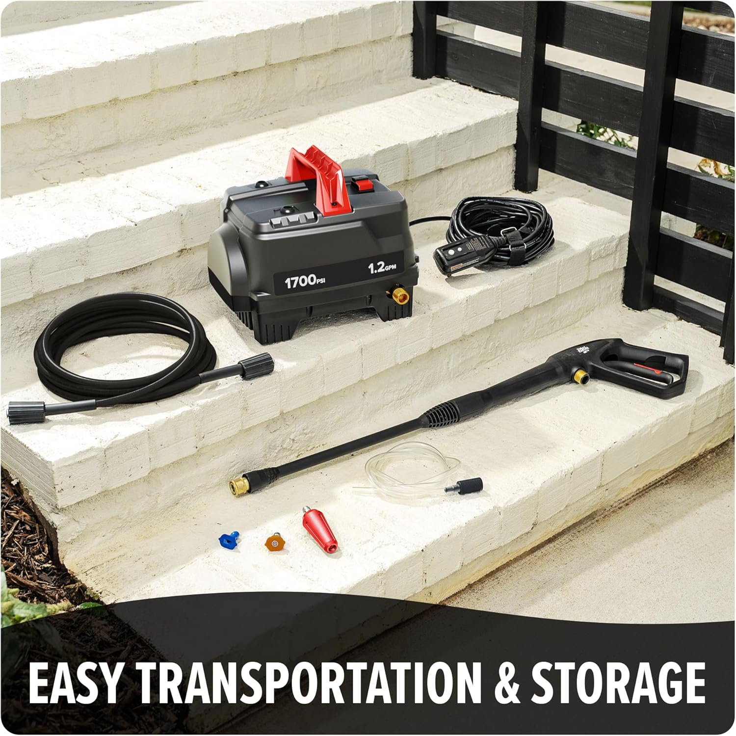 Dirt Devil Electric Pressure Washer, 1700 PSI with Included Attachments, Lightweight and Compact, High-Pressure Multi-Surface Cleaning, PD40000V, Black