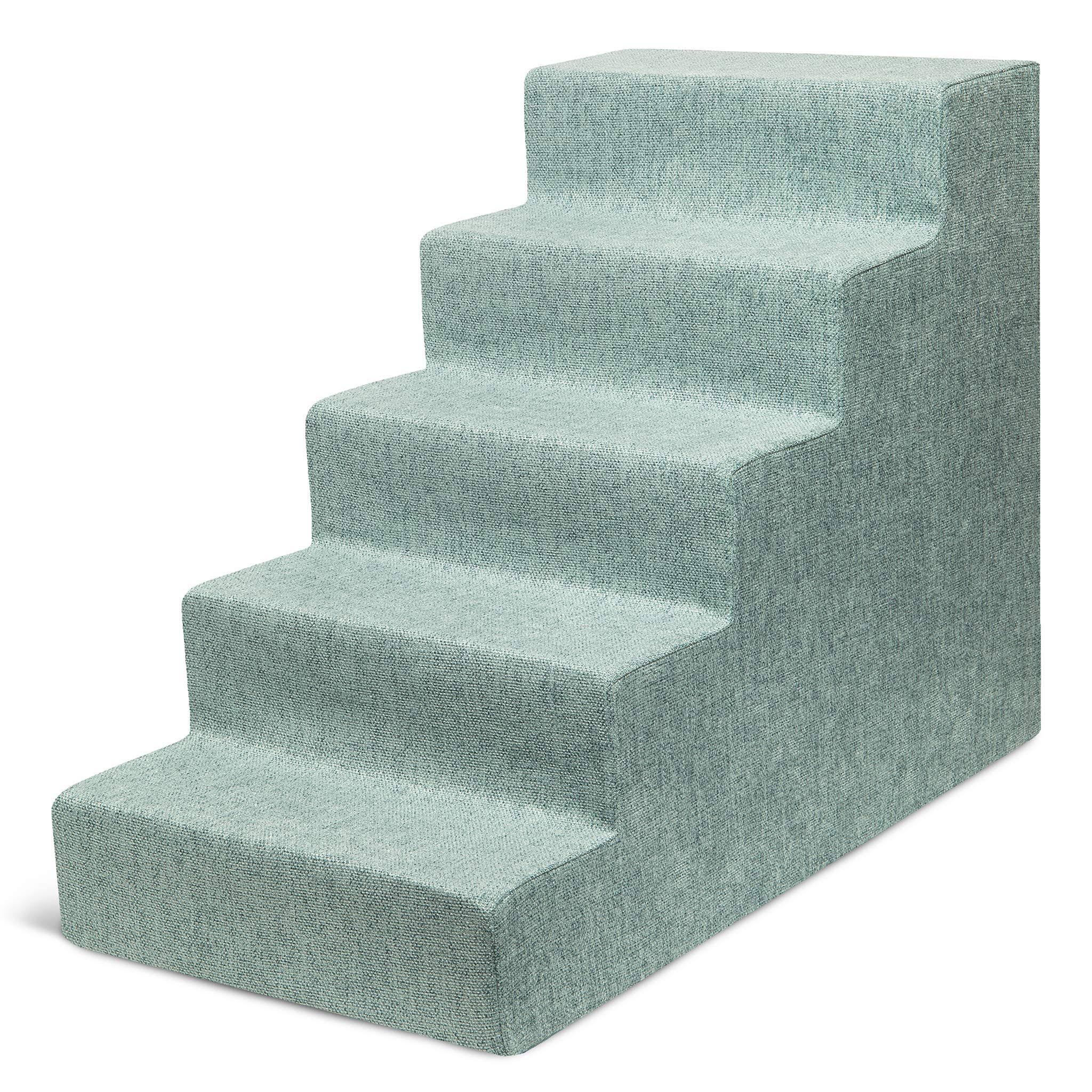 Best Pet Supplies 5-Step Stairs with CertiPUR-US Certified Foam for Dogs u0026 Cats, Pale Teal, 22.5 inchh, Size: Large (5-Step)