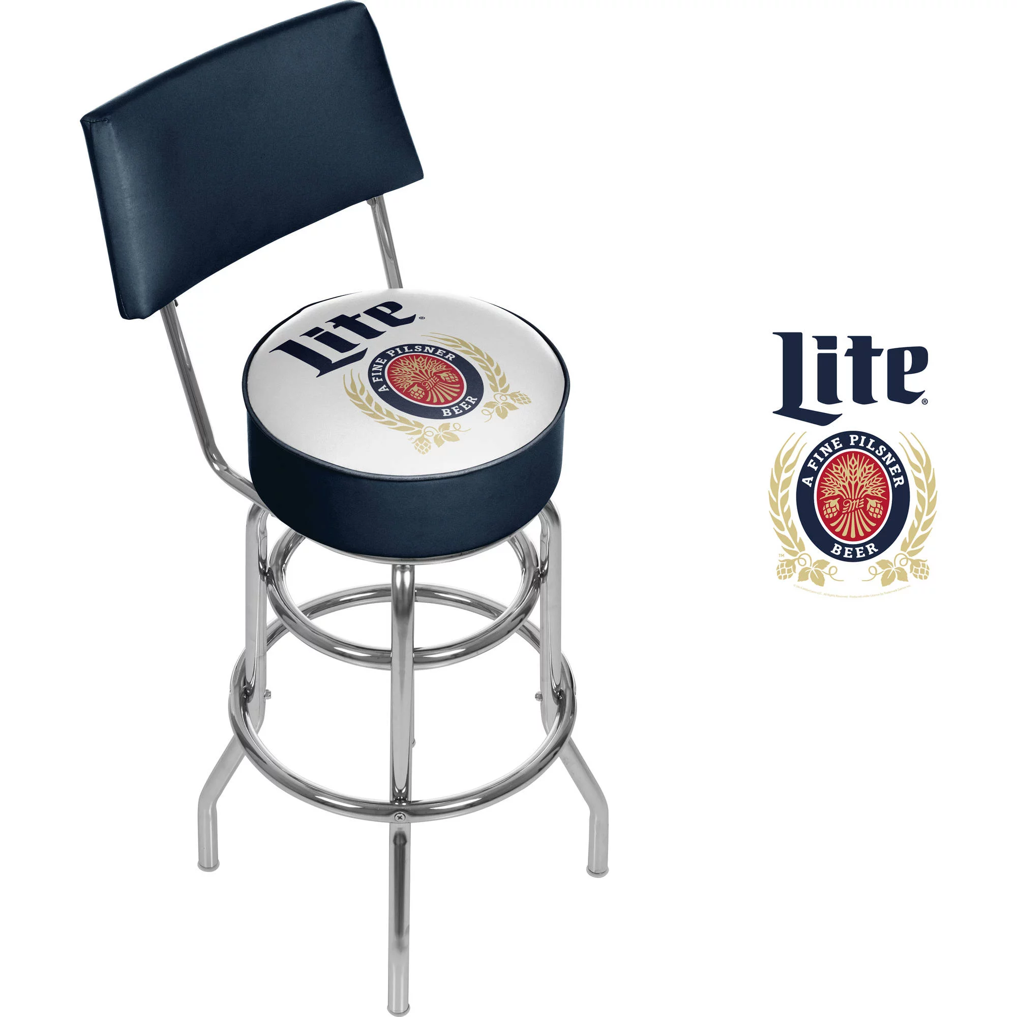 Miller Lite Swivel Bar Stool with Back, Retro