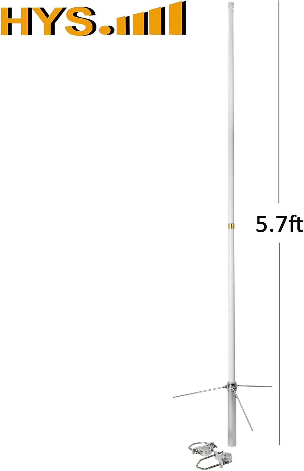 HYS Dual Band 144/430 MHz Heavy-Duty Fiberglass Vertical Base Antenna 5.7ft, SO-239 Connector 4.5/7.2dBi High Gain Pre-Tuned Repeater Antenna