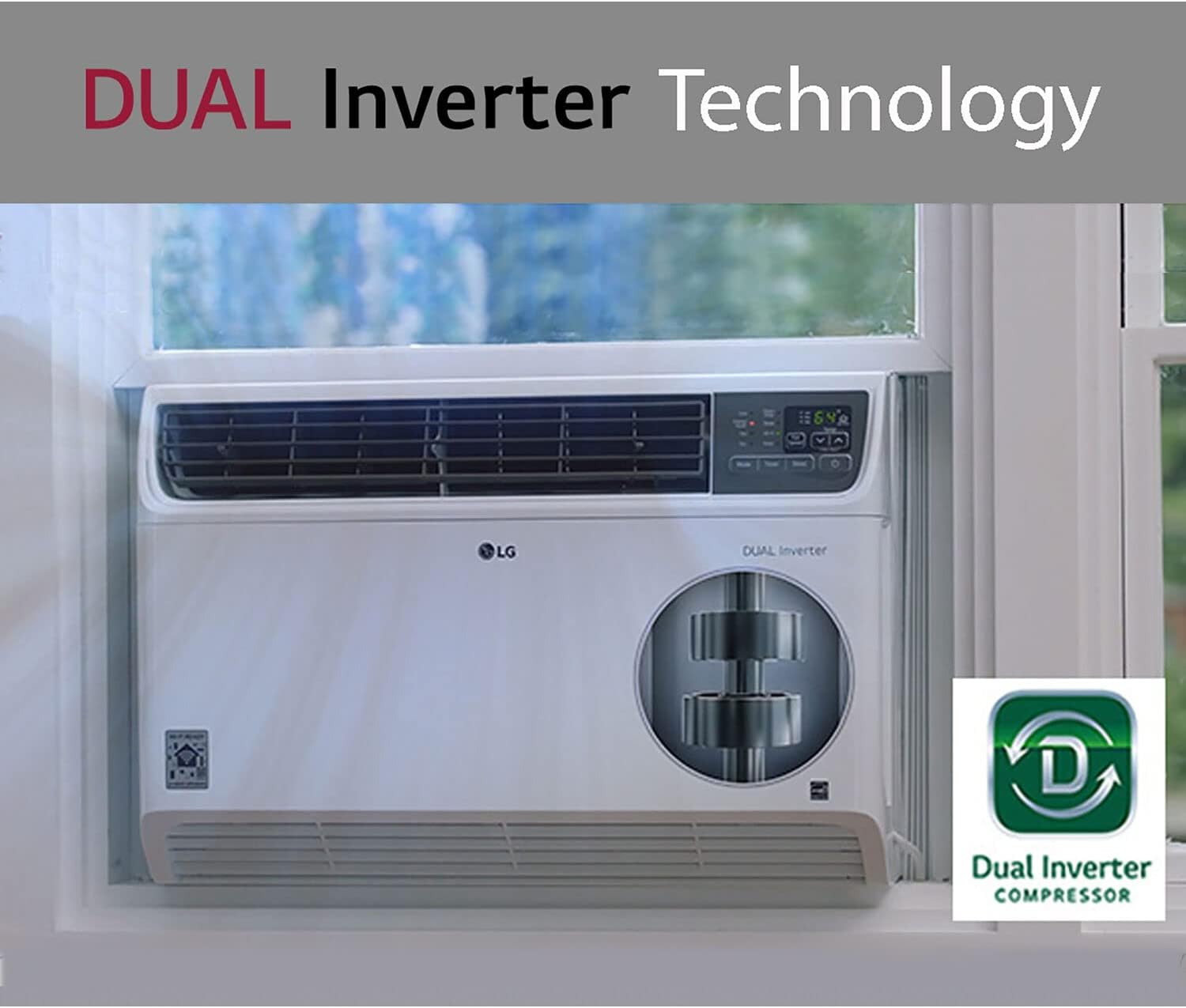 LG 12,000 BTU Dual Inverter Smart Window Air Conditioner, 115V Cools 550 Sq. Ft., Ultra Quiet Operation, Up to 35% More Energy Savings, ENERGY STAR®, works with LG ThinQ, Amazon Alexa and Hey Google