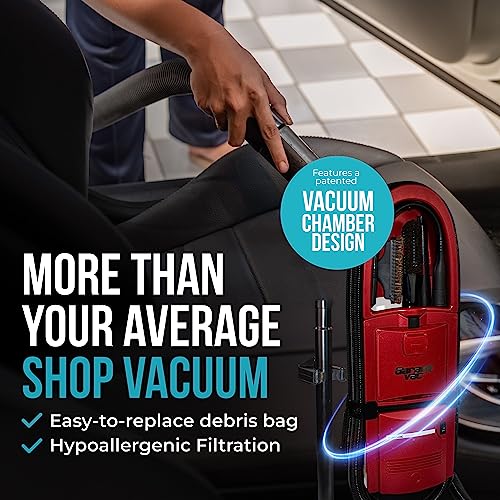 InterVac Garage Vacuum Cleaner for Workshop, 1 Gallon Garage Vacuum Wall Mounted, Stretch Hose Shop Vacuum for RVs, Boats, Cabins and Utility Rooms