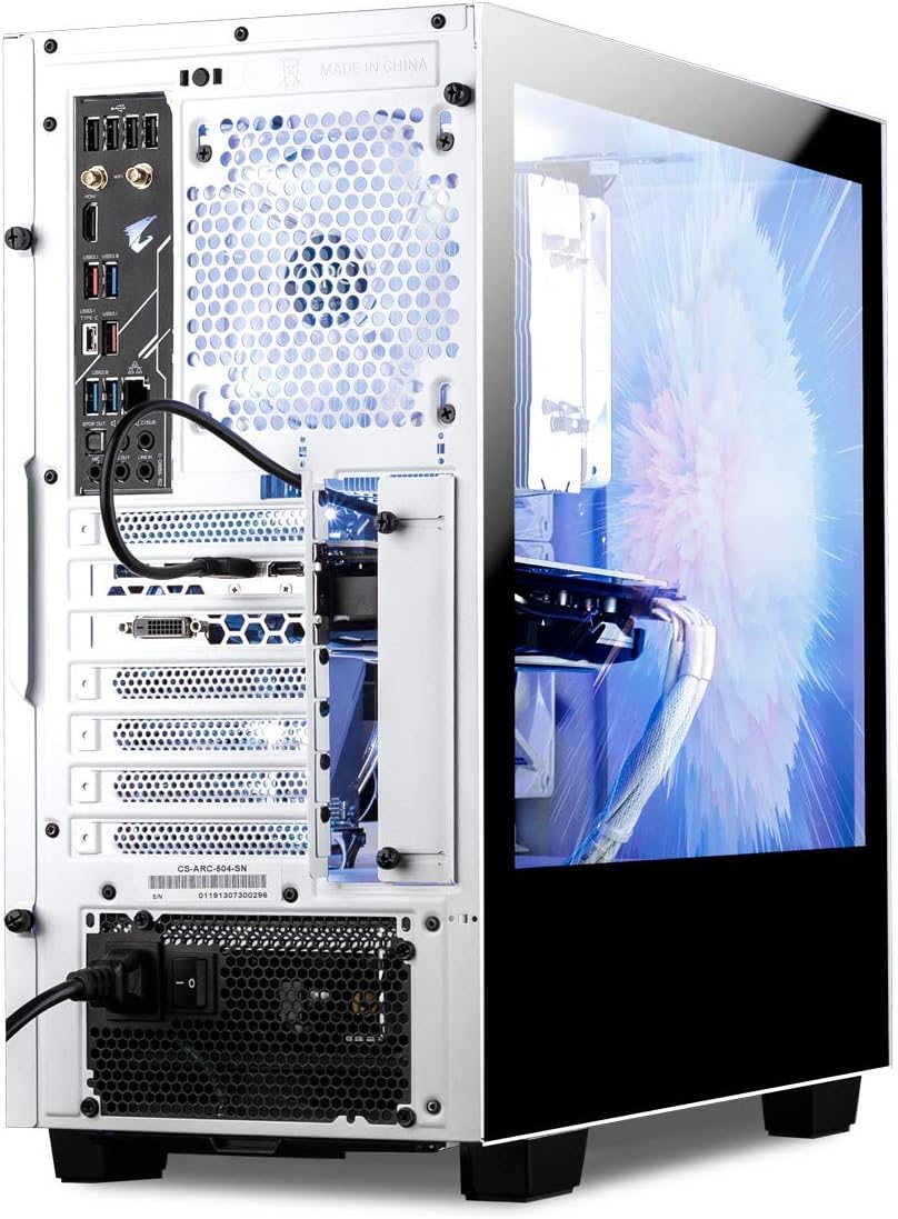iBUYPOWER Snowblind S 19 Translucent Customizable Side-Panel LCD Display 1280 x 1024 Resolution Mid-Tower Desktop Computer Gaming Case 3 x 120 Millimeter Fans SECC Steel, White
