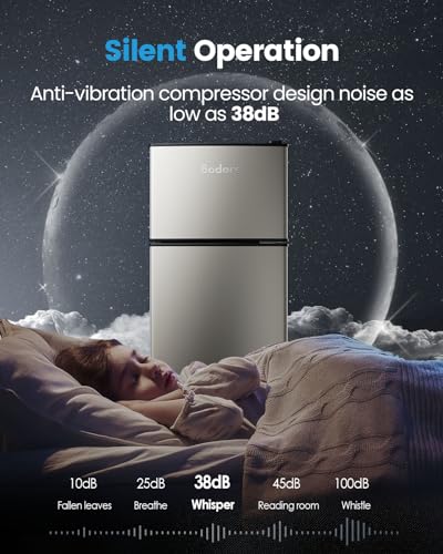 Bodare Retro Mini Fridge with Freezer: 3.2 Cu.Ft Mini Refrigerator with 2 Doors - Small Refrigerator Compact Refrigerator - Small Fridge for Bedroom Dorm