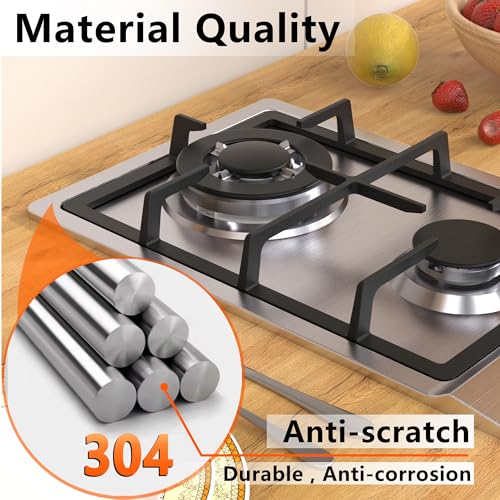 Gas Cooktop, Bulit-in Gas Stove Top, NG/LPG Convertible Cooktops, Propane Cooktop with Thermocouple Protection, Stainless Steel