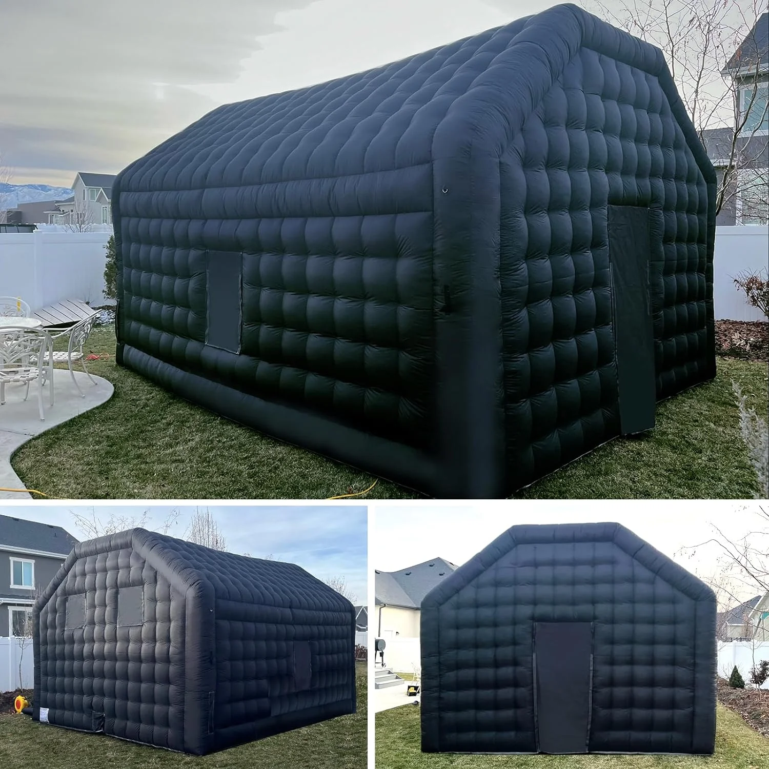 WARSUN Large Black Inflatable Night Club 30x20x13Ft Inflatable Party Tent with Logo Area Disco Cube Gazebo Event House