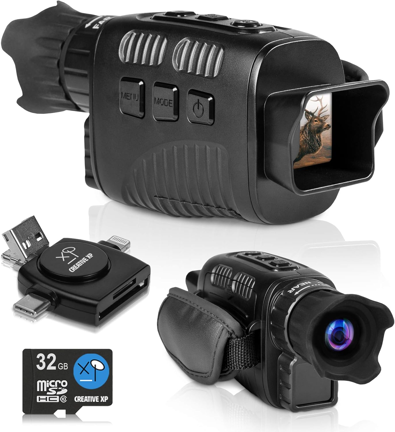 CREATIVE XP 2021 Digital Night Vision Monocular for 100% Darkness - Travel Infrared Monoculars Save Photos & Videos - IR High-Tech Spy Gear for Hunting & Surveillance - Card Reader Included