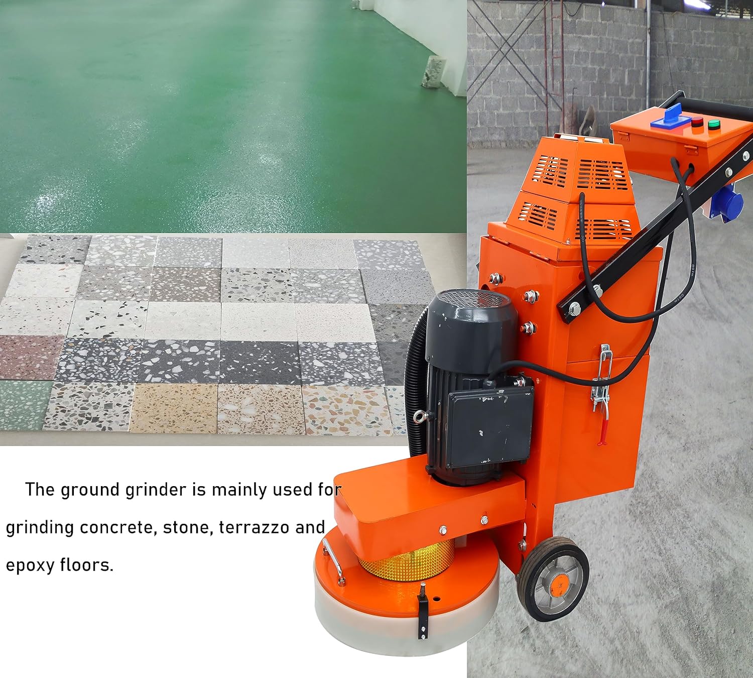Concrete Floor Grinder Cement Ground Grinder Grinding Epoxy Floor Paint and Cement Floor Polishing Dust-free Grinder Inside Dust Suction Fan 220V