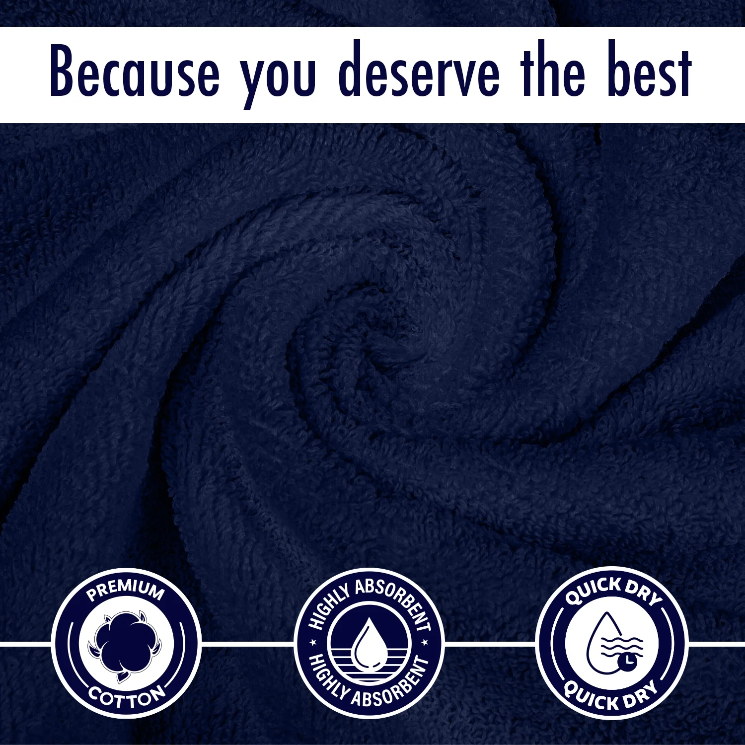HOMES PERCEPTION Premium 8 Pack Bath Towels Set | 600 GSM 2 Bath Towels, 2 Hand Towels 4 Wash cloths | Bath Towels on Clearance, Navy Blue
