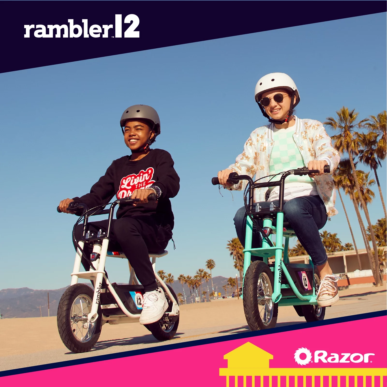 Razor Rambler 12 Seated Electric Scooter- White, up to 14 mph, 12" Air-Filled Tires, for Teen 13+