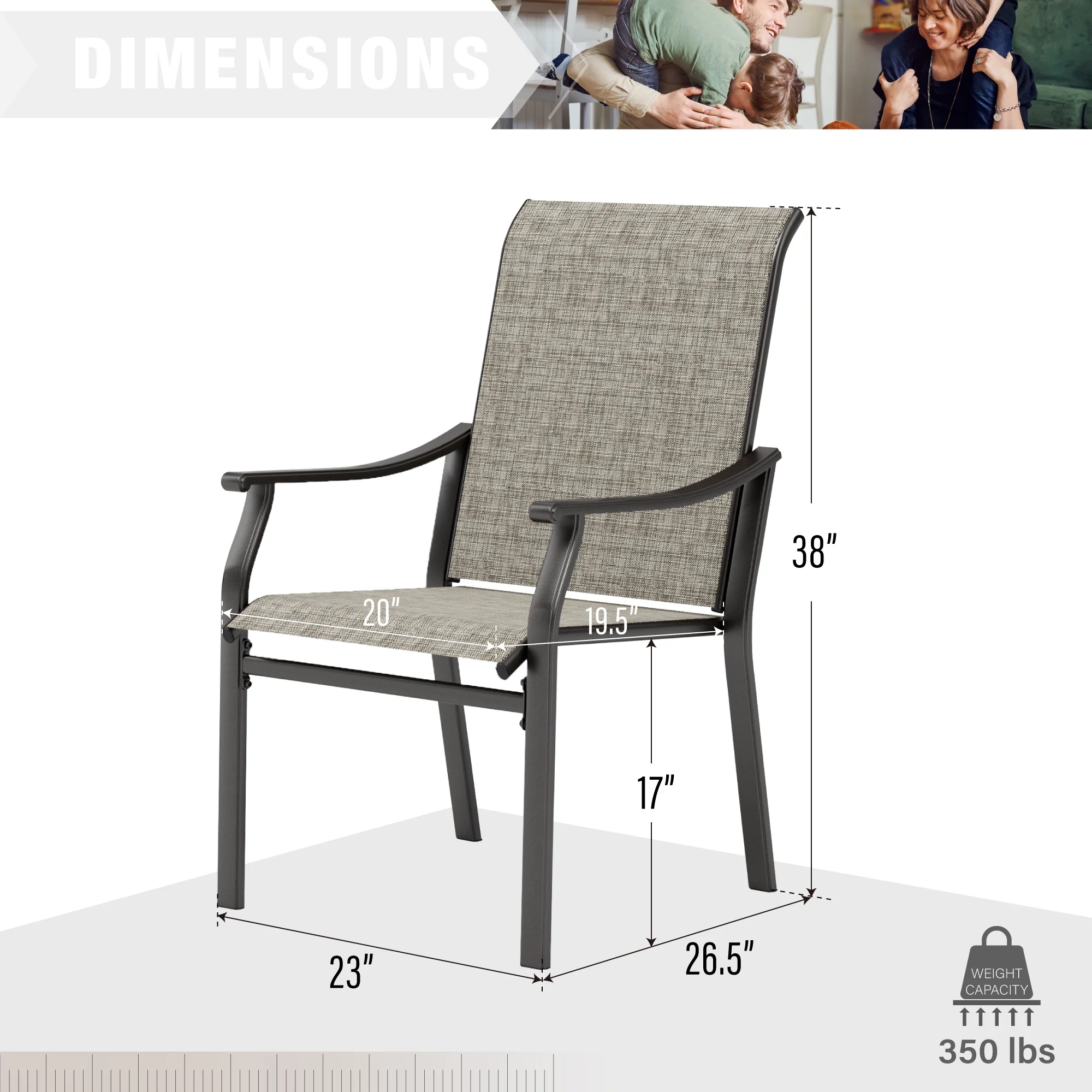 MF Studio 9-Piece Outdoor Dining Set with High-Back Sling Chairs & Large Table for 8-Person, Black & Gray