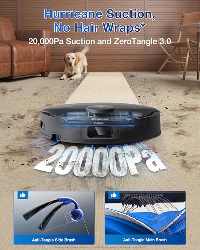 ECOVACS DEEBOT T30S Robot Vacuum and Mop, 11000Pa, ZeroTangle Technology, TruEdge Adaptive Edge Mopping, Hot Water Mop Washing, Self-Emptying, Self Refilling, Auto-Mop Lifting, Obstacle Avoidance