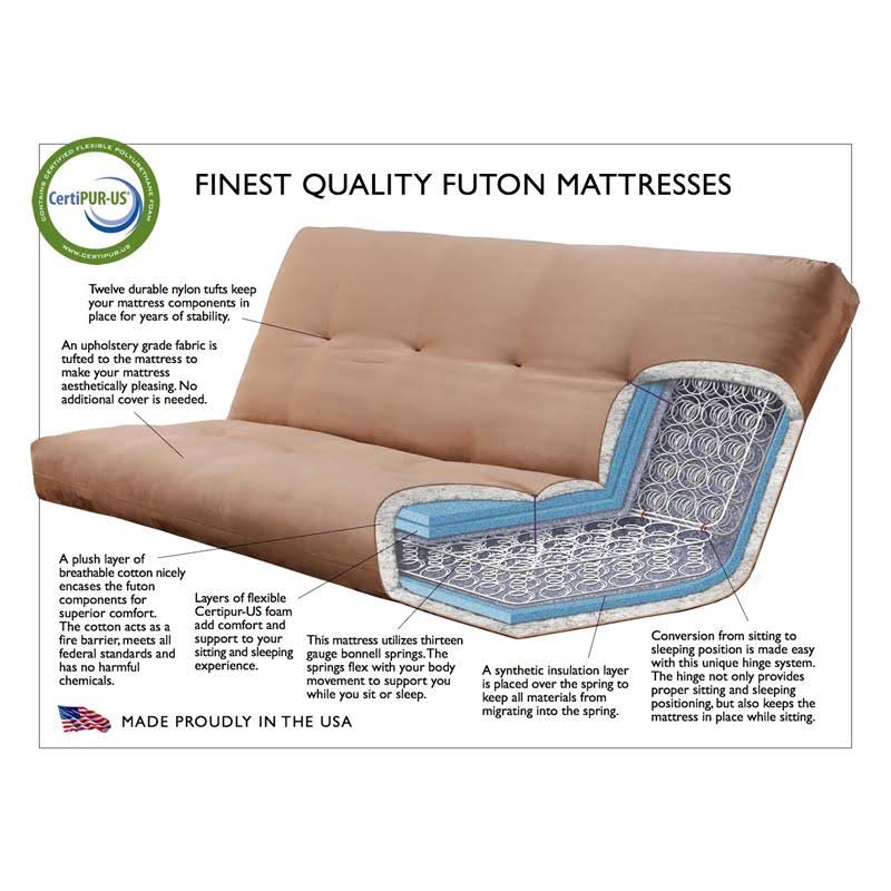 Kodiak Monterey Black Finish Full Futon with Peter&s Cabin Mattress