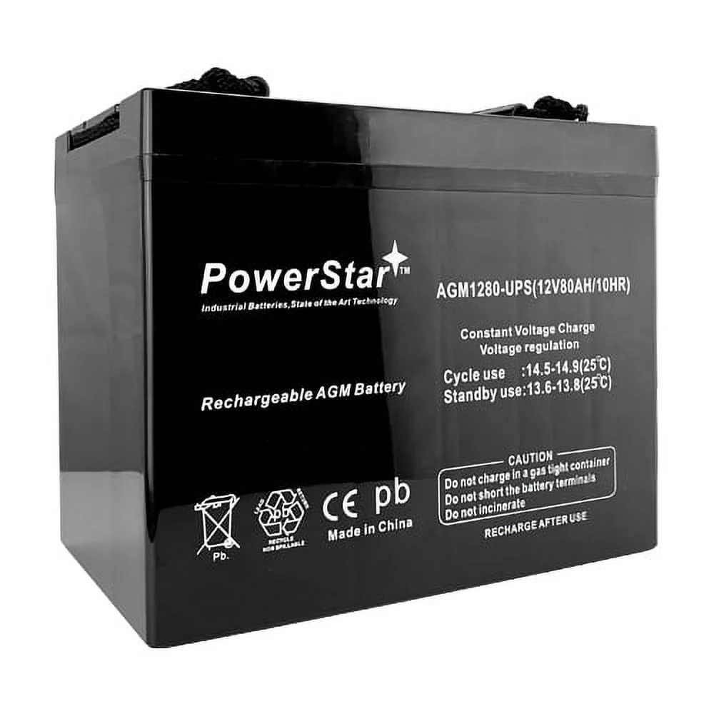 PowerStar 12 V 80 Amp Hour NSB-AGM24F Group 24 SLA Battery for Backup Generator, Solar - Curated Treasures Market