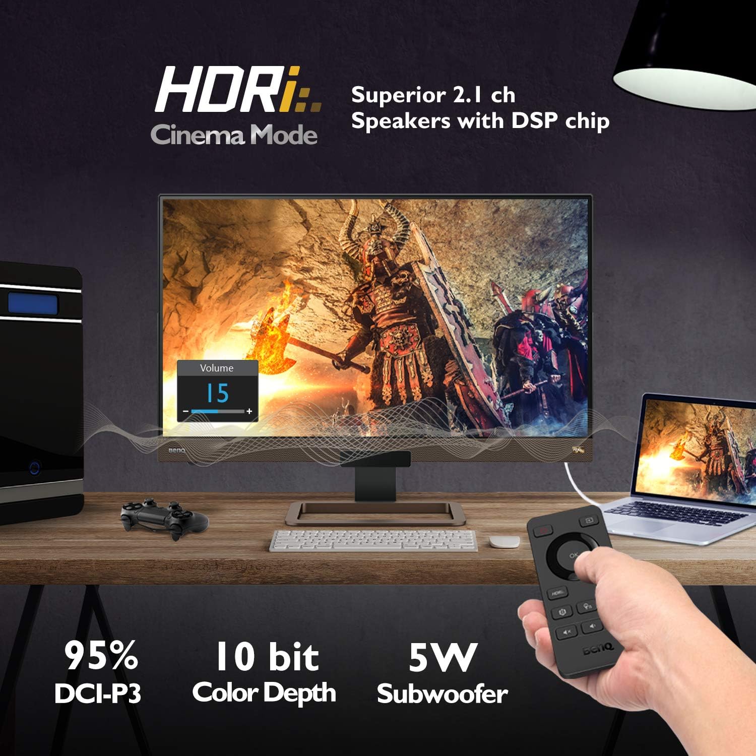 BenQ MOBIUZ EX3210U 32” 4K True HDMI 2.1 144Hz White Gaming Monitor, UHD (3840 x 2160), IPS, 1ms, FreeSync, HDR, Eye Care, Display Port, USB 3.0, Remote Control, Microphone with AI Noise Canceling