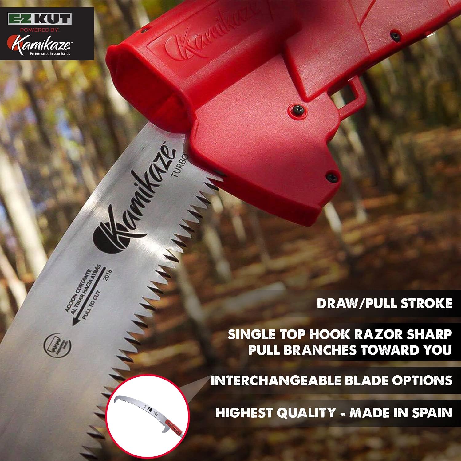 EZ Kut Kamikaze 20′ Extendable Tree Trimmer Pole Saw - Branch Cutter with Double Hook Pole Saw Blade for Branch Removal - Best Pole Saws for Tree Trimming with a LIFETIME GUARANTEE since 1988