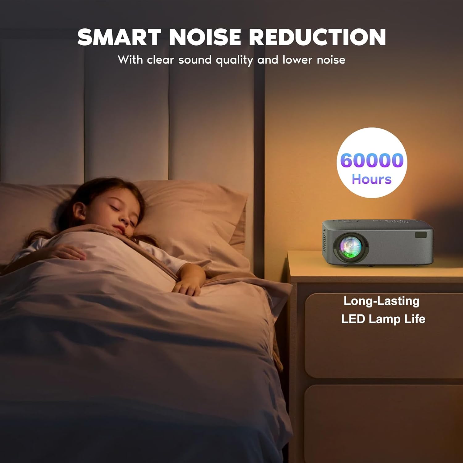 【Electric Focus】NISOO Native 1080P Projector, 4K Portable Projector with 700 ANSI, Projector with WiFi and Bluetooth, Zoom Function, Outdoor Movie Projector for Phone/Laptop/TV Stick/DVD/USB/HDMI