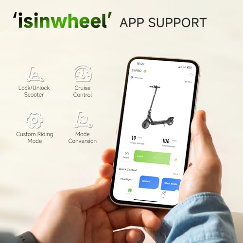 isinwheel Electric Scooter 19-31 Miles Range,19/21MPH Top Speed, 350/500/750W Motor Cruise Control Electric Scooter Adults for Commute Dual Braking System Scooter for Adult/Youth