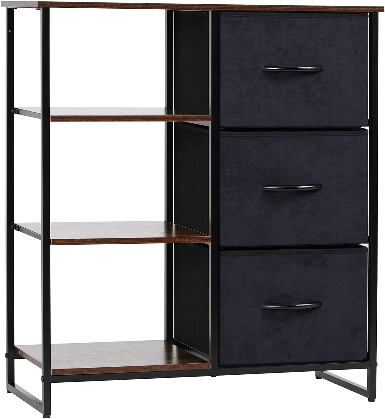 LYNCOHOME Dresser with 3 Drawers and Shelves, Storage Cabinet, Office Lateral File Cabinets, Shlef Storage Organizer for Bedroom, Livingroom, Office(Left Shelf)