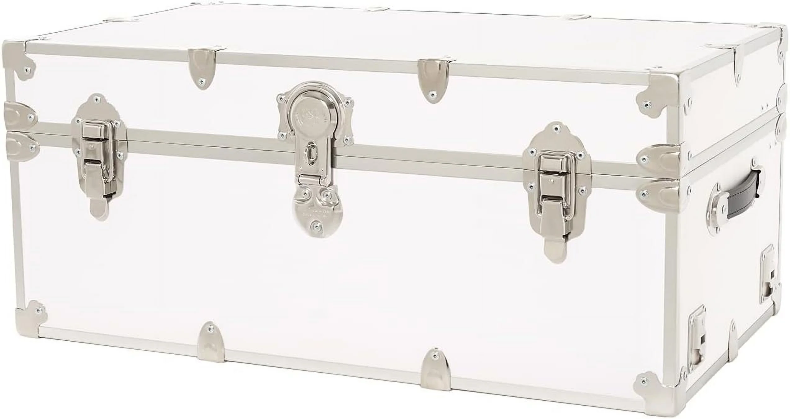 Rhino Trunk & Case Large Leather Embossed Vinyl Trunk, Summer Camp, College, Storage 32"x18"x14" (White) - Curated Treasures Market