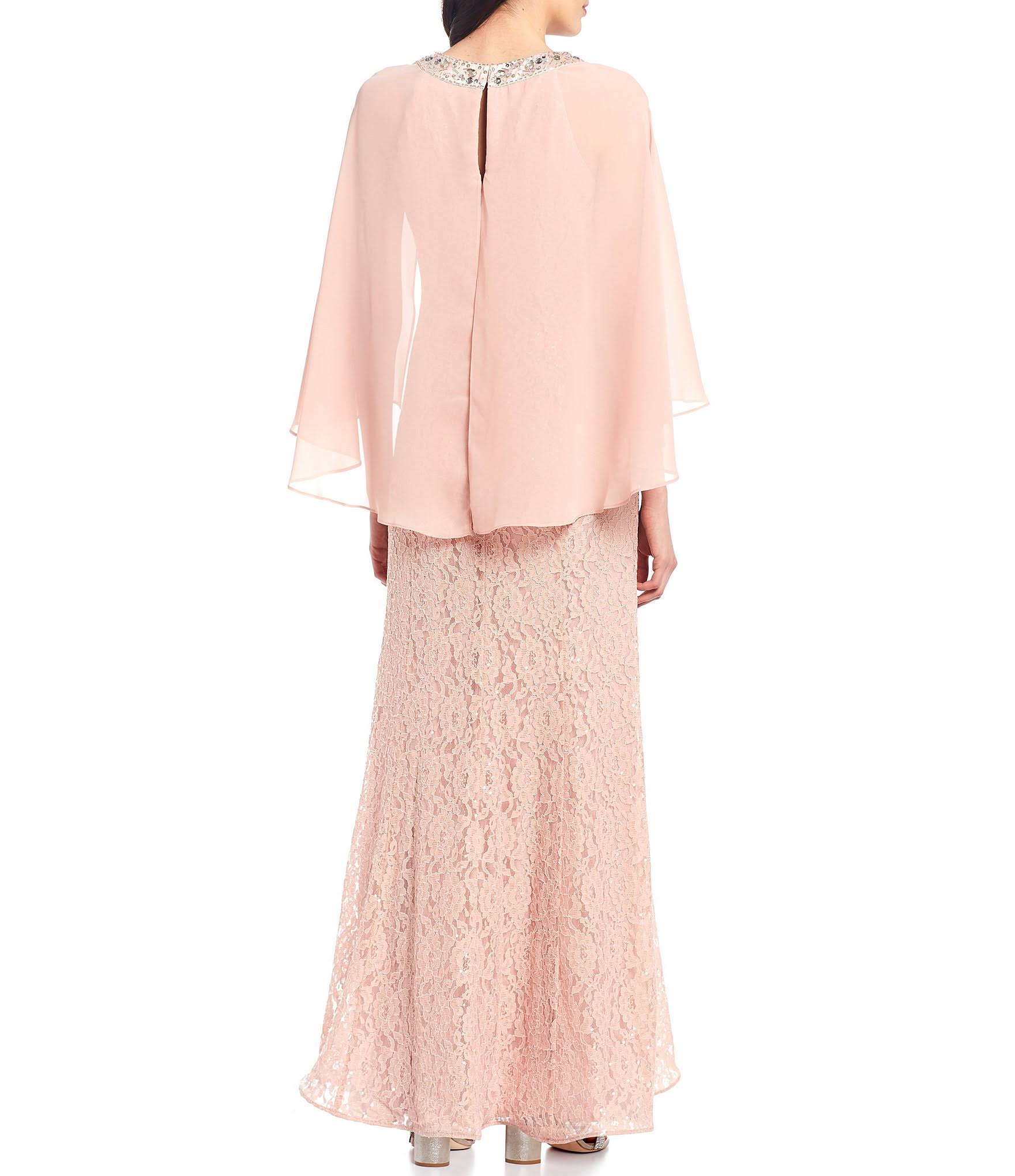Ignite Evenings Sequin Lace Chiffon Capelet Gown - 10