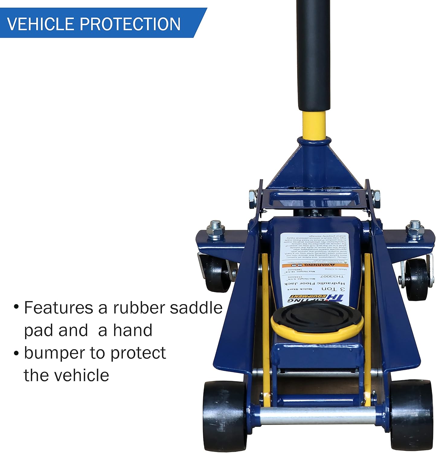 Aain® 3 Ton Heavy-Duty Floor Jack, Steel Hydraulic Jack with Double Pumps for Quick Lifting, Rotating Rear Casters, Blue