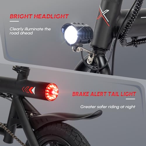 PEXMOR Electric Bike for Adults, 350W Motor (Peak 500W) Ebike 36V 6AH Battery, 14" Folding Commuter City Electric Bicycle for Adults/Teens, Complies to UL2849