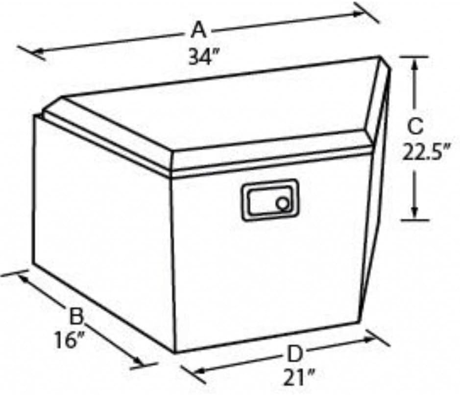 Lund Trailer Tongue Storage Box Universal Aluminum - White | Dim A: 34; Dim B: 16; Dim C: 22.5; Dim D: 21