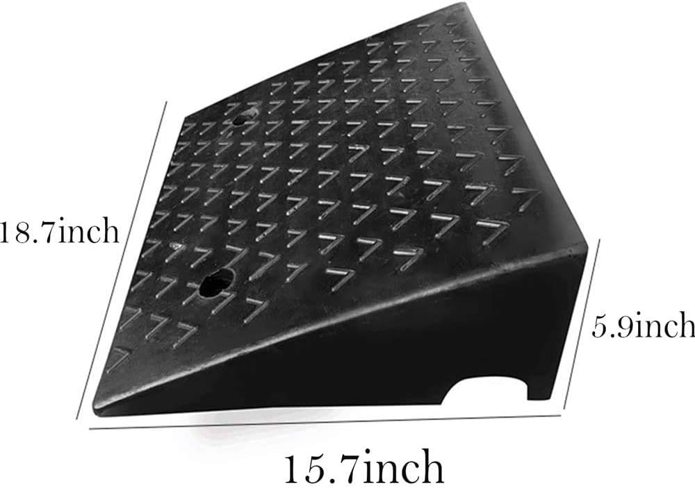 MYOYAY 5.9'' Rise Rubber Curb Ramp Heavy Duty Threshold Kerb Ramp 10 Tons Car Slope Ramp for Loading Dock Bike Vehicle Warehouse Driveway Sidewalk Wheelchair 5.9 x 15.7 x 18.7in (1PC)
