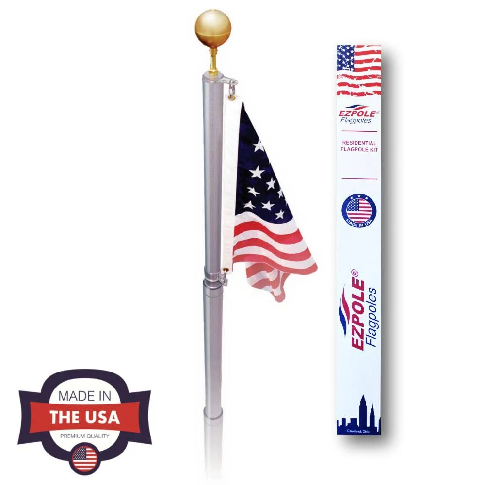 Ez-pole Liberty 21 ft. Aluminum Telescopic Flagpole Kit with Swivels