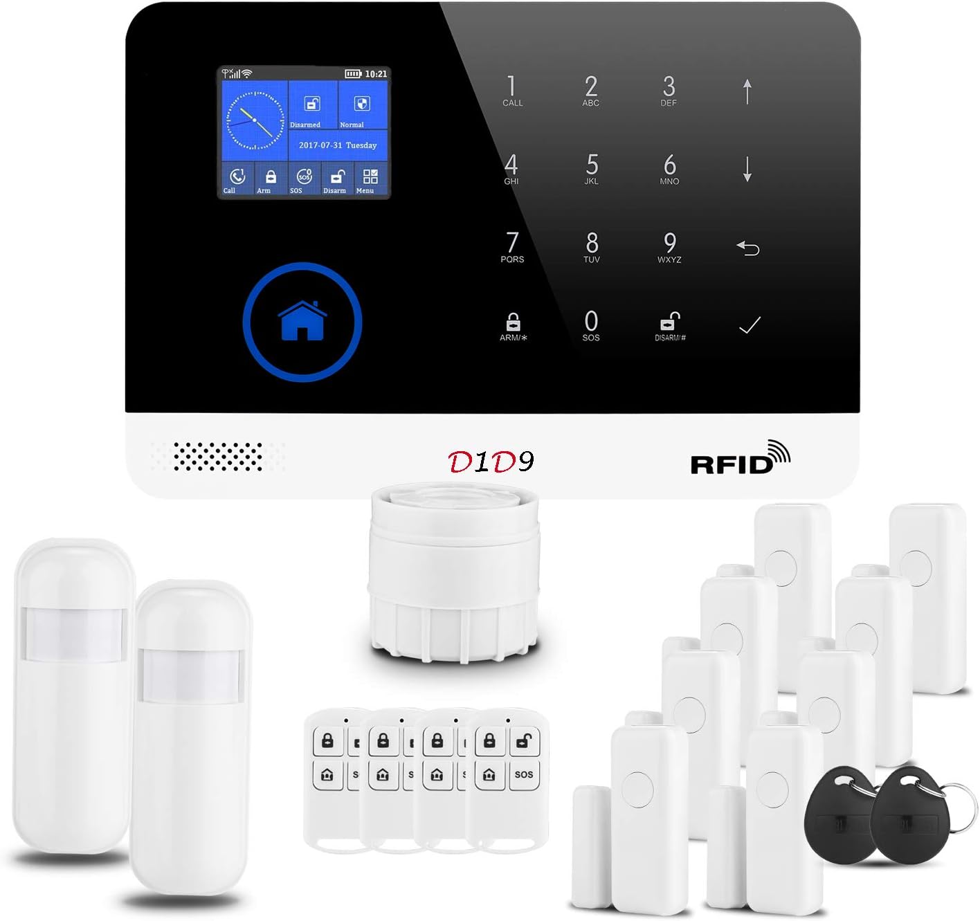 D1D9 Home Alarm System Wireless Built in Antenna Scare Burglar Away for DIY GSM House Security
