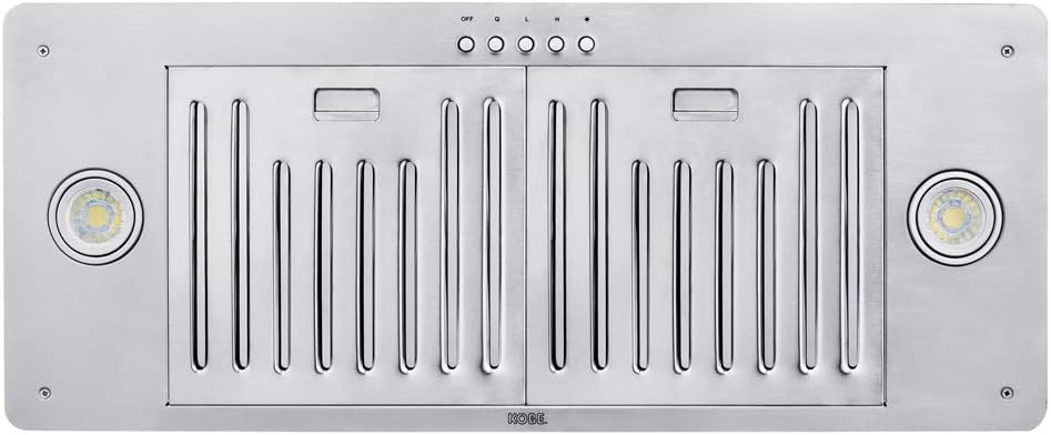 KOBE INX2730SQB-700-2 Brillia 30-inch Built-in/ Insert Range Hood, 3-Speed, 550 CFM, LED Lights, Baffle Filters, Stainless Steel