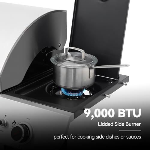 Royal Gourmet SG5002 5 Burner Propane Gas Grill with Side Burner & Sear Burner, Stainless Steel Gas Grill with 61,000 BTUs Output for Outdoor Patio Garden Backyard Cooking, Silver