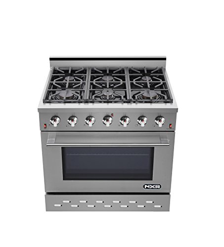 NXR SC3611 36" 5.5 cu.ft. Pro-Style Natural Gas Range with Convection Oven, Stainless Steel