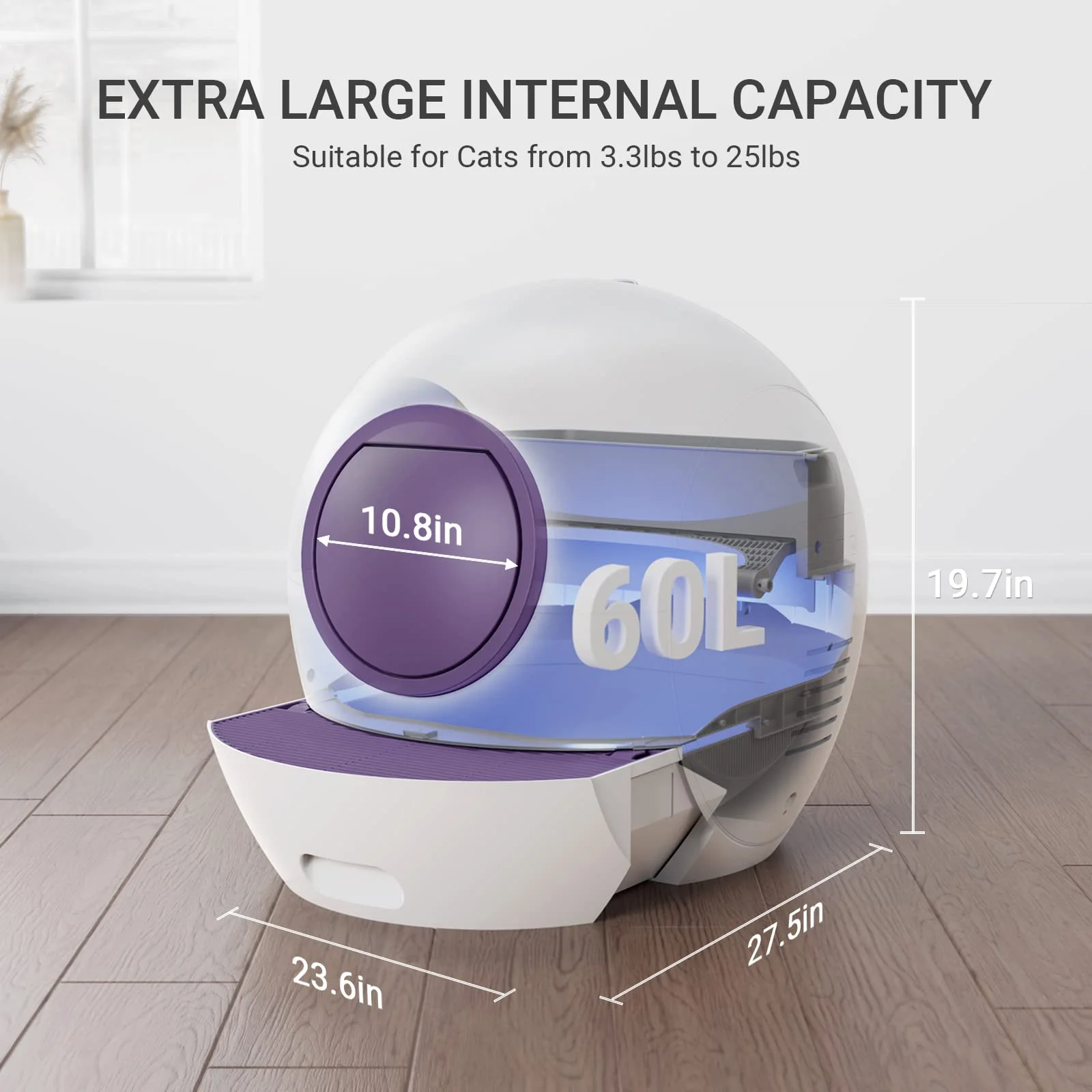 ELS PET Self Cleaning Cat Litter Box Automatic for Multiple Cats, APP Control