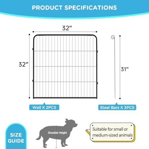 BestPet Dog Playpen Indoor 40 inch 16 Panels Metal Dog Pen Pet Dog Fence Outdoor Exercise Pen with Doors,Pet Puppy Playpen for RV Camping Yard, Black