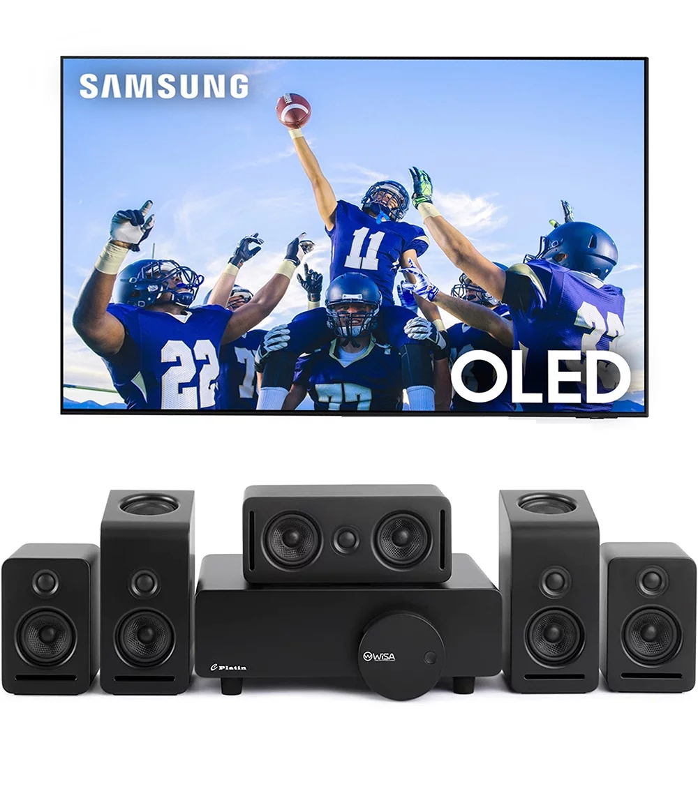 Samsung QN65S95CAFXZA 65" Ultra Slim 4K Quantum HDR OLED Smart TV with a Platin MONACO-5-1-2-SOUNDSEND 5.1.2Ch Speakers with WiSA SoundSend (2023) - Curated Treasures Market