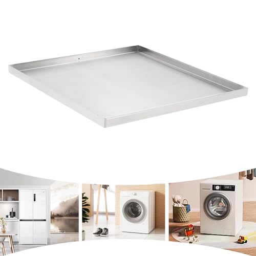 Washer Machine Drain Pan, Drip Tray Catch Washing Machine Tray for Most Models of Washers Dryers Dishwashers, 304 Stainless Steel