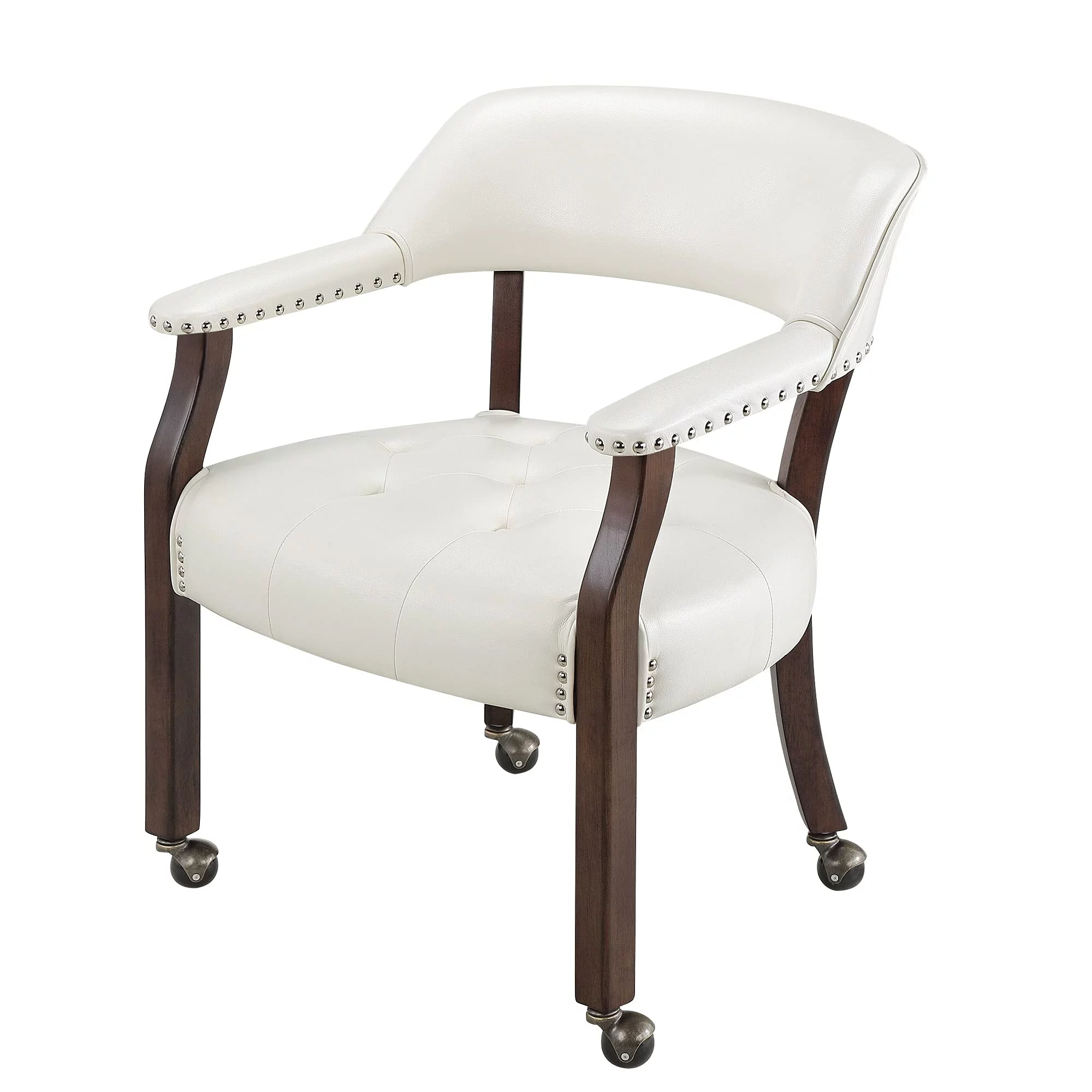 JESONVID Dining Chair with Casters, Captain's Chairs with Rollers Dinette Sets Poker Chairs with Wheels Kitchen Table Rolling Chairs High Back Chair On Caster(White 1533WT) - Curated Treasures Market