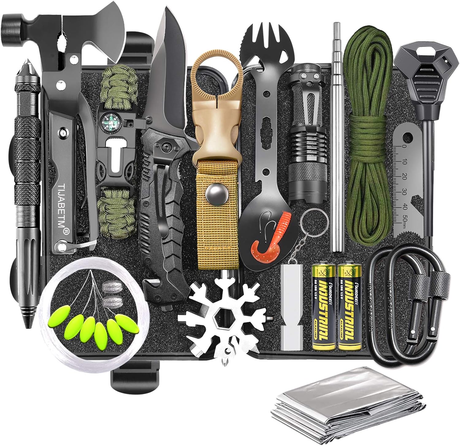Gifts for Men Dad Husband, Survival Gear and Equipment Kit 30 in 1, Cool Gadget Tactical First Aid Supplies Tool Kit for Outdoor Emergency Camping Hiking Fishing Hunting