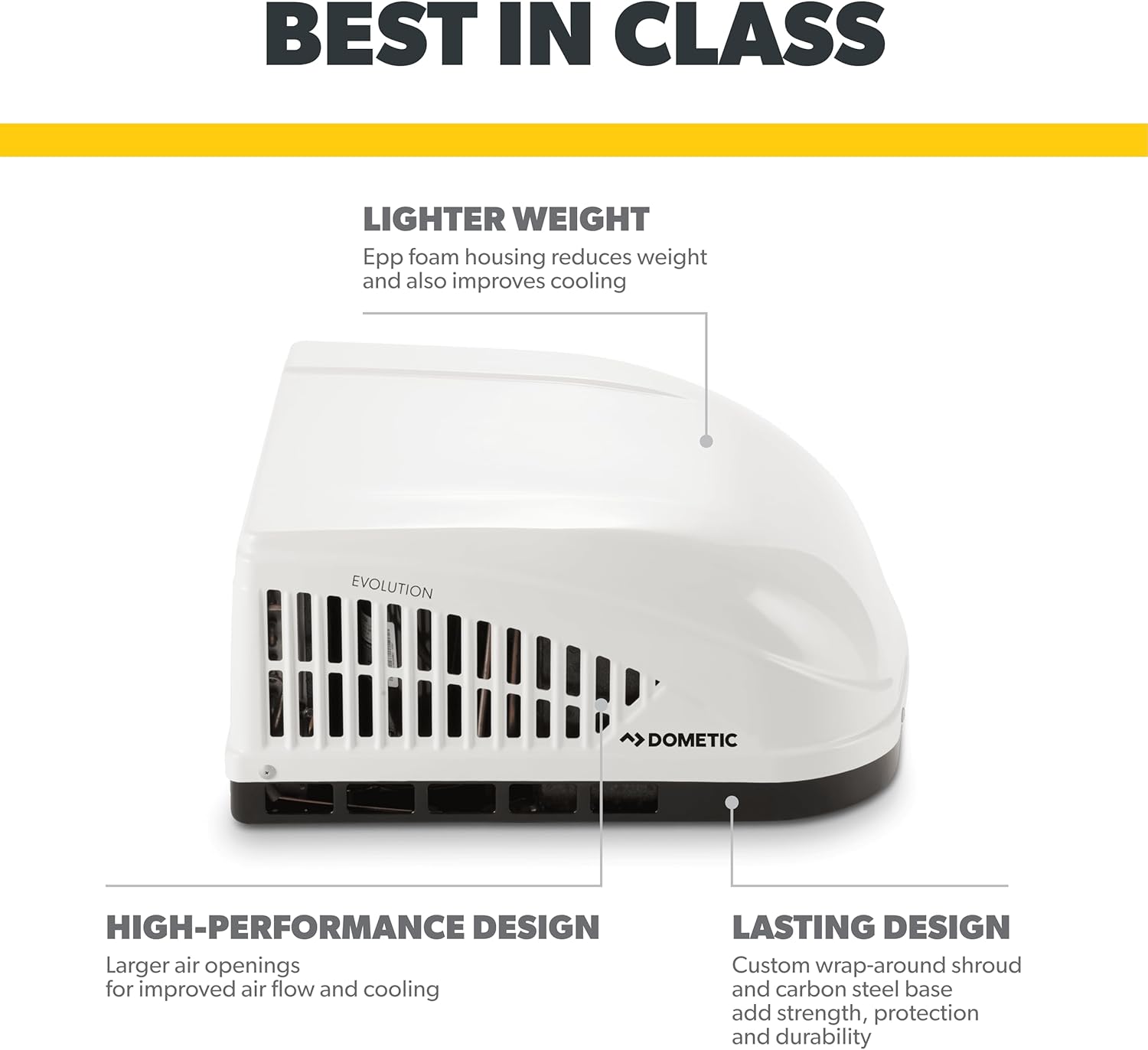Dometic Brisk II | 13.5K BTU Air Conditioner | White | Standard Height | 9105304463 | Ducted or Non- Ducted | Quiet AC | Easy Install | Ideal For Campers, Vans, RV or Trailers | Lightweight