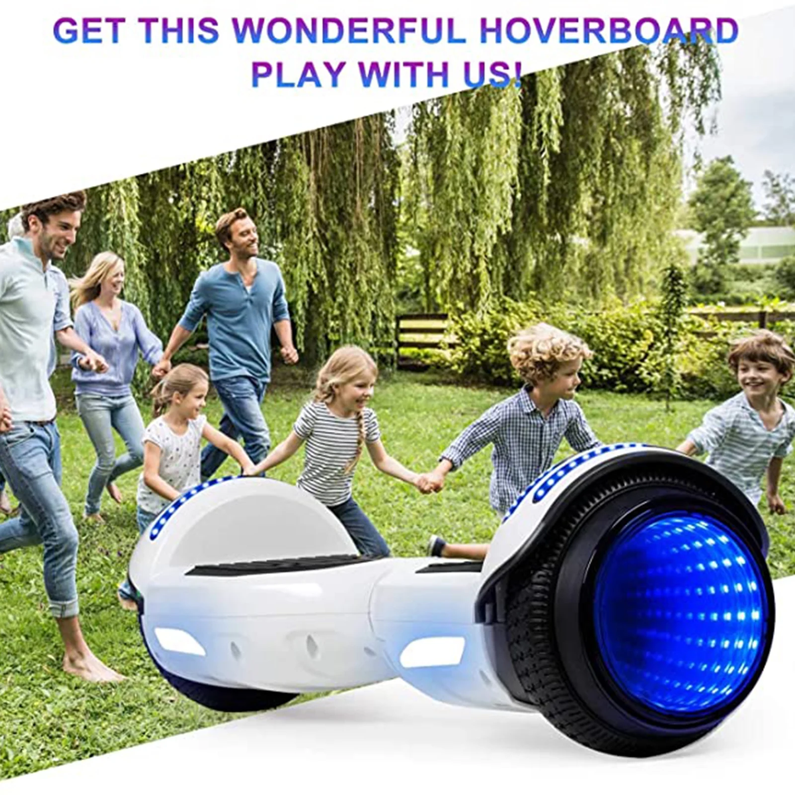 CBD Hoverboard for Kids and Adults, 6.5" Flash Wheel Hoverboard with LED Lights and Bluetooth Speaker, White