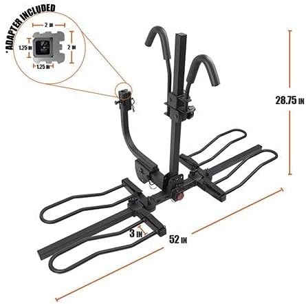 BV 2-Bike Bicycle Hitch Mount Rack Carrier for Car Truck SUV - Tray Style Smart Tilting Design (2-Bike Carrier)