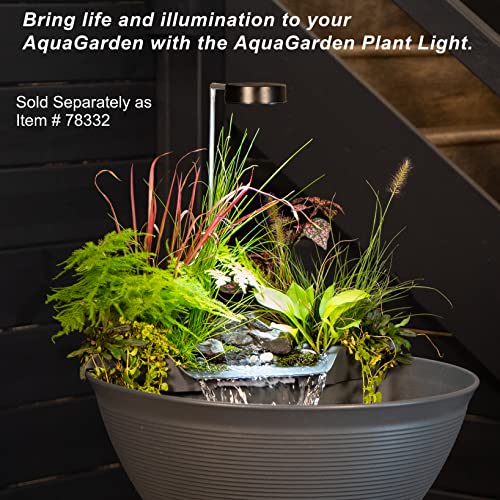 Aquascape AquaGarden Container Water Feature Kit – Indoor & Outdoor Mini Pond with Waterfall Fountain, Pump & Filtration for Home & Patio, Brown